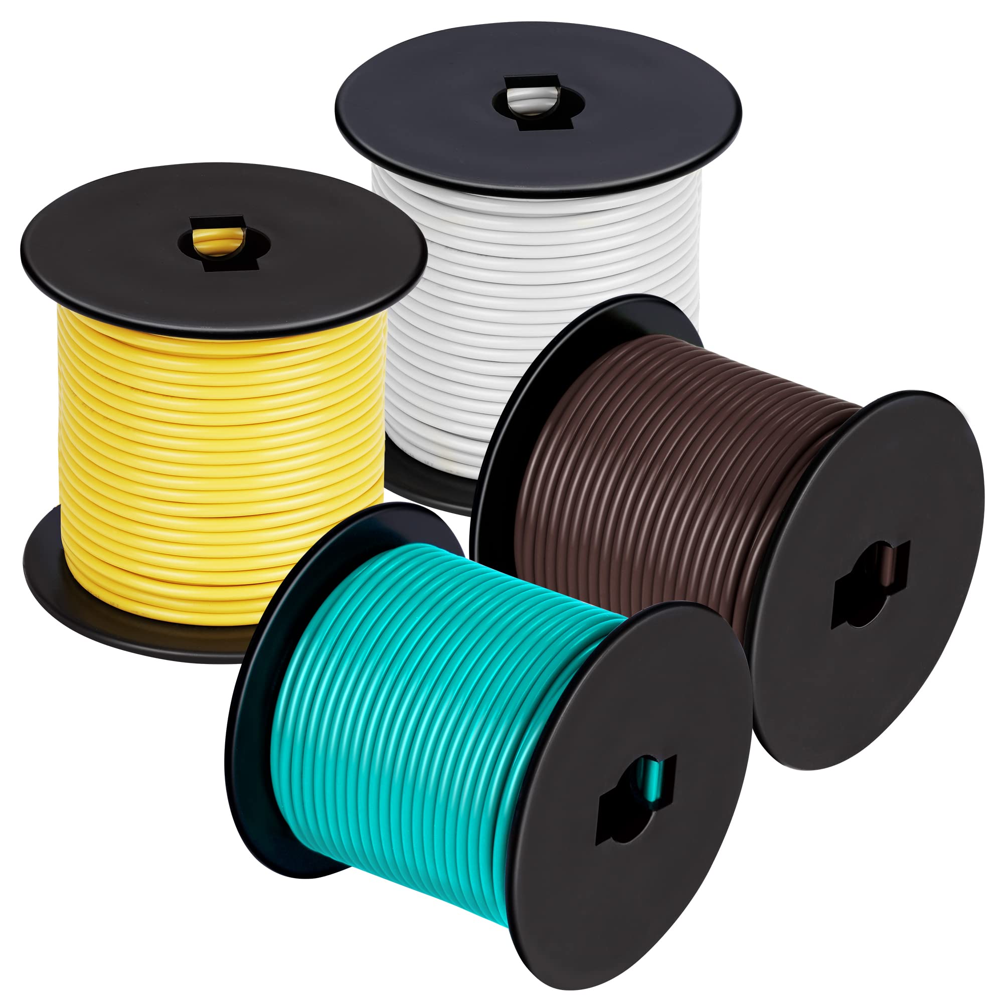 DOAUTO 4X Rolls 100Foot Bonded 4-Way Trailer RV Camper Towing Wiring Harness - 4-Wire 14 Gauge CCA Trailer RV Wire for Basic Wiring Needs (Pack of 4 -