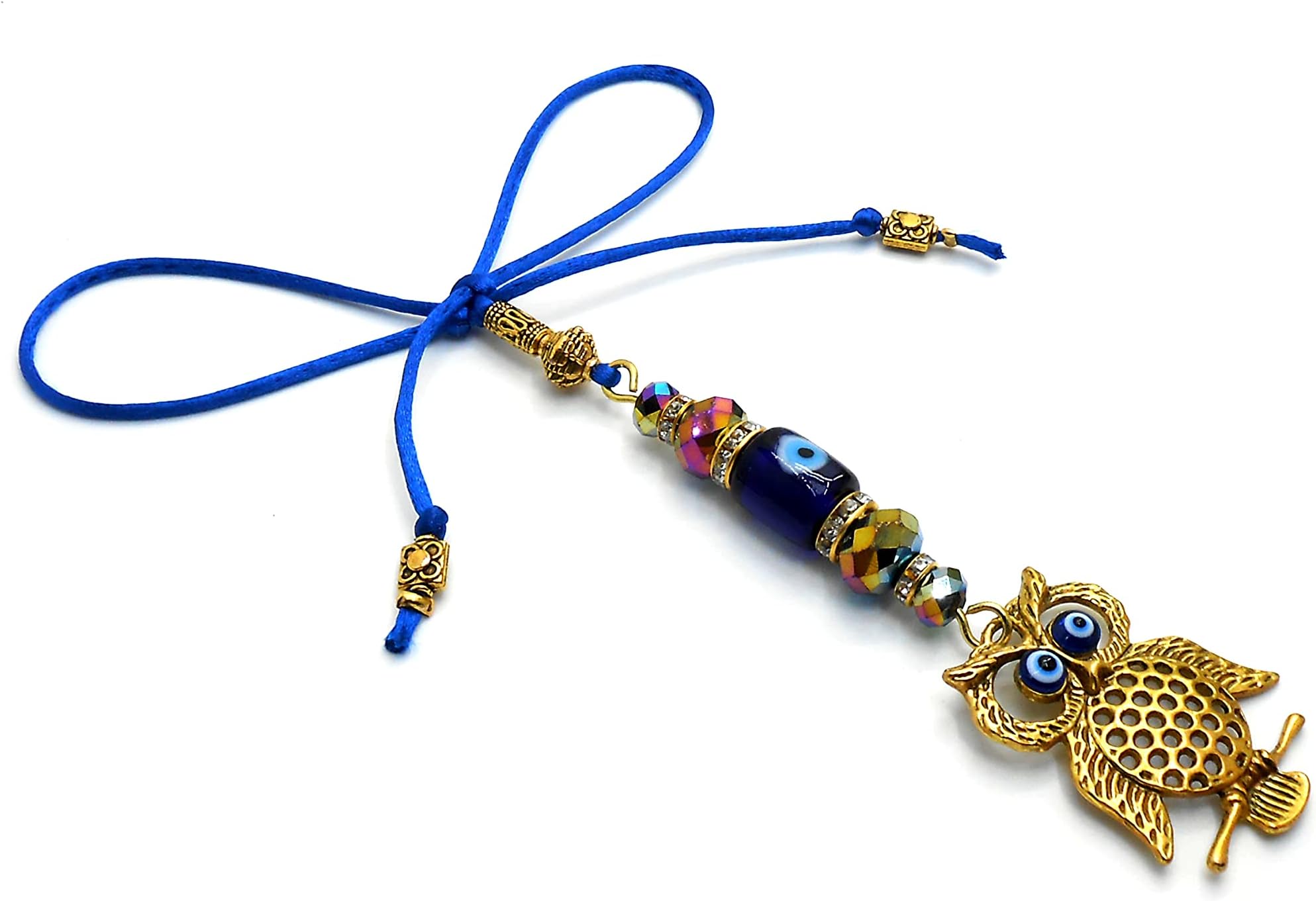 JAZ? Eye Key Hanging with Cute Lucky OWL Charms, Owl Hanging for Truck Car Van SUV Rear Mirror for Good Luck, Prosperity & Good Wealth-Protection from Negative Vibes and Bad Eyes