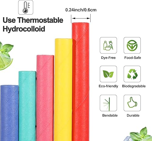 Miniatura 2 de Paquete de 200 pajitas de papel biodegradables, flexibles, color blanco a granel para jugos, batidos, batidos  Pajitas desechables y ecológicas para