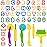 Oun Nana Dough Tools 47 PCS Dough Play Tools Set for Kids, Plastic Alphabet Numbers Cutters, Rollers, Rolling Pins