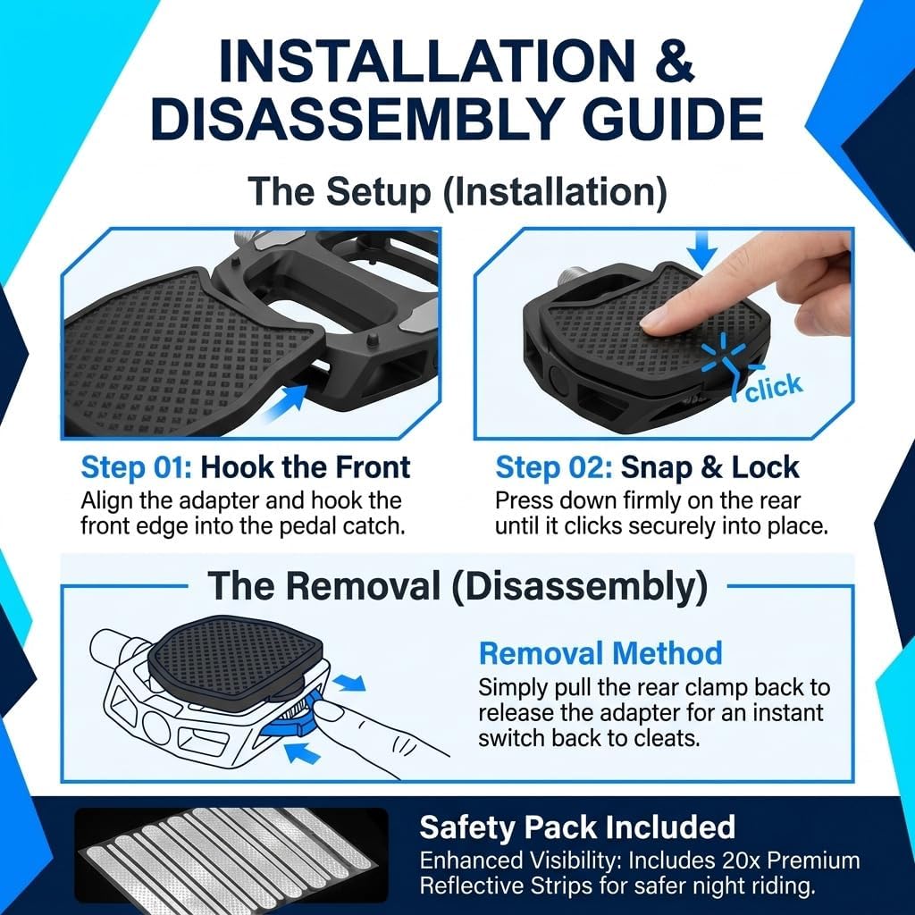 Lot De 2 Adaptateurs De Pédale SPD-SL – Conversion Rapide En Pédales Plates, Nylon Léger 46g, Antidérapant Pour Vélo De Route