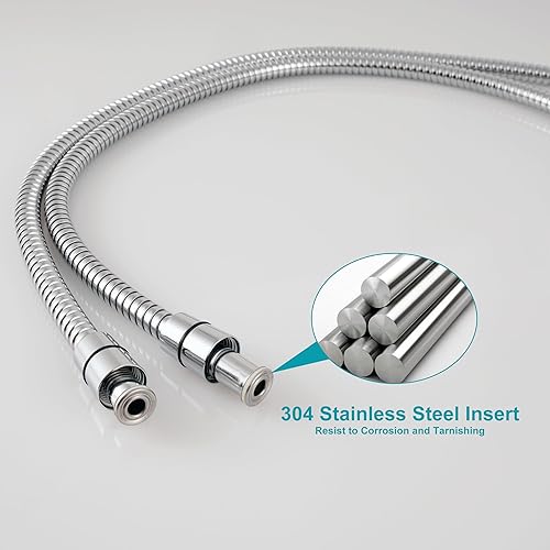 Miniatura 3 de Reemplazo de manguera de ducha, 79 pulgadas, extra larga, de acero inoxidable, accesorio de manguera de ducha de mano con inserto universal de latón