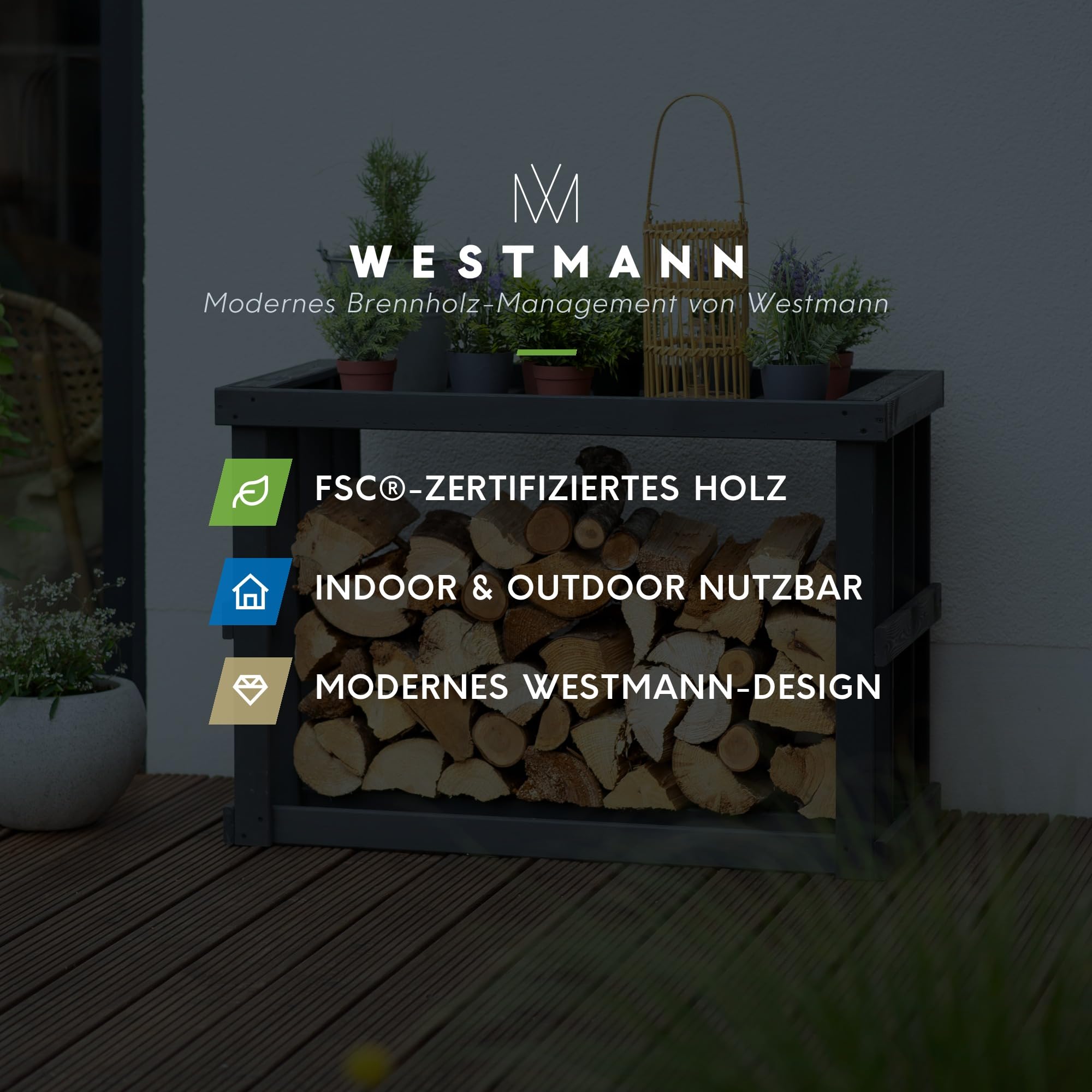 WESTMANN Kaminholzregal Stephan Kiefernholz 52x108x74 Kiefernholz