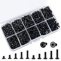 Vista 8 de Tornillos autorroscantes de cabeza hexagonal métrica, kit de surtido de 480 piezas de tornillos de cabeza hexagonal M3 de acero inoxidable, 480 negro