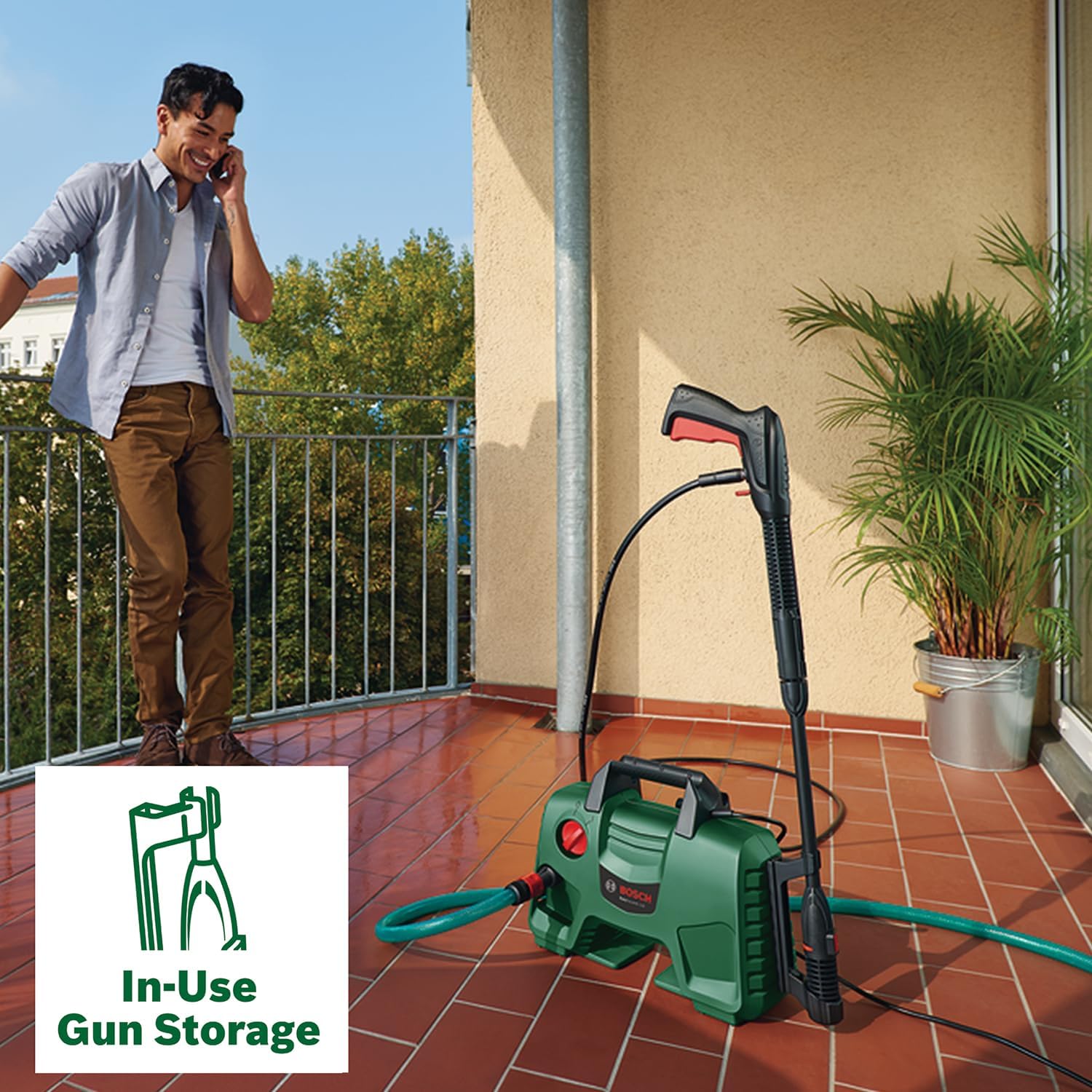 Bosch 1500W Electric High Pressure Washer Cleaner 1740 PSI with High Pressure Gun, Lance, 5 m Hose, Variable Fan Jet Nozzle, Rotary Nozzle & Detergent Nozzle, Self Priming Capable, Double Filtration,