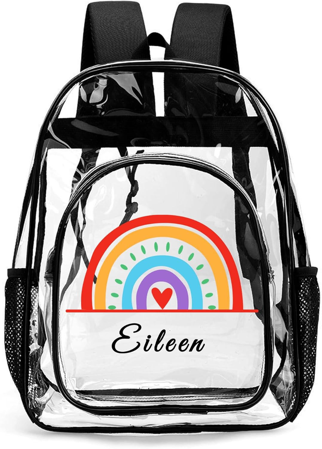 Personalized Photo Clear Backpack With Name For Kids, Custom Picture PVC Transparent School Bags For Boys Girls, Back To School Gifts, Travel Clear Plastic Backpack For Stadium Events