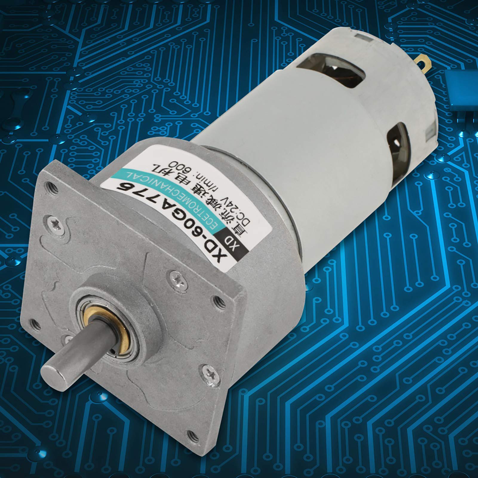 Dioche Motoriduttore, DC 12/24V 35W CW/CCW Mini Riduttore di velocità Regolabile(Torre 24V600)