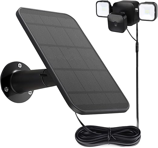Solar Panel for Blink Outdoor 4 /(3rd Gen) Floodlight – Wire-Free Smart Security Camera,16.5Ft/5m Weatherproof Cable Power Your Blink Floodlight Camera Continuously (Floodlight & Camera NOT Included)