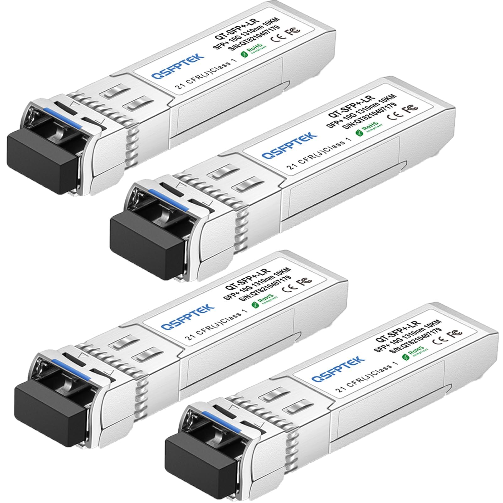 4Pack 10G-LR 10km SFP+ Module 10GBASE-LR 1310nm 10km DDM LC 10gb SFP+ Transceiver for Cisco SFP-10G-LR, Ubiquiti UF-SM-10G, Mikrotik, Netgear, Zyxel, Qnap NAS, D-Link, and Other Open Switches