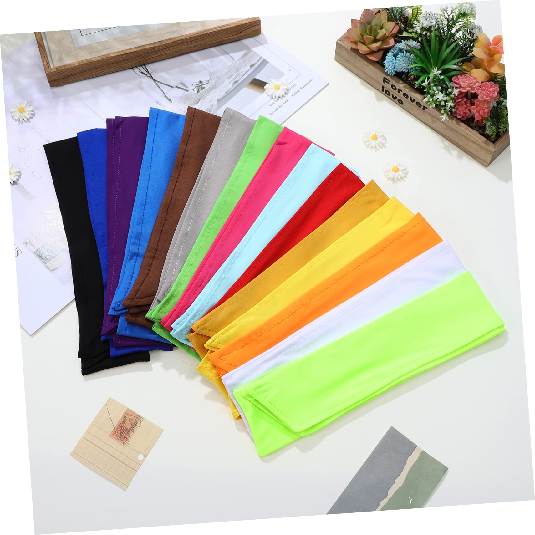 Bandeaux de Sport Anti-Transpiration, Lot de 15, Polyester | Tissu Extensible 95 % Polyester 5 % Élasthanne, Léger et Confortable, pour Sport et Entraînement