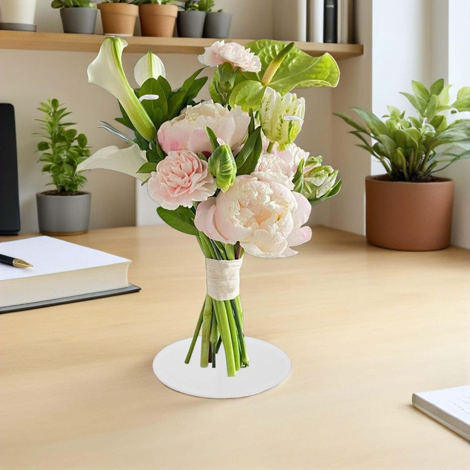 Supporto per Bouquet Regolabile in Ferro Bianco Design Elegante e Pratico per Esposizioni di Fiori e Forniture per Negozi di Fiori