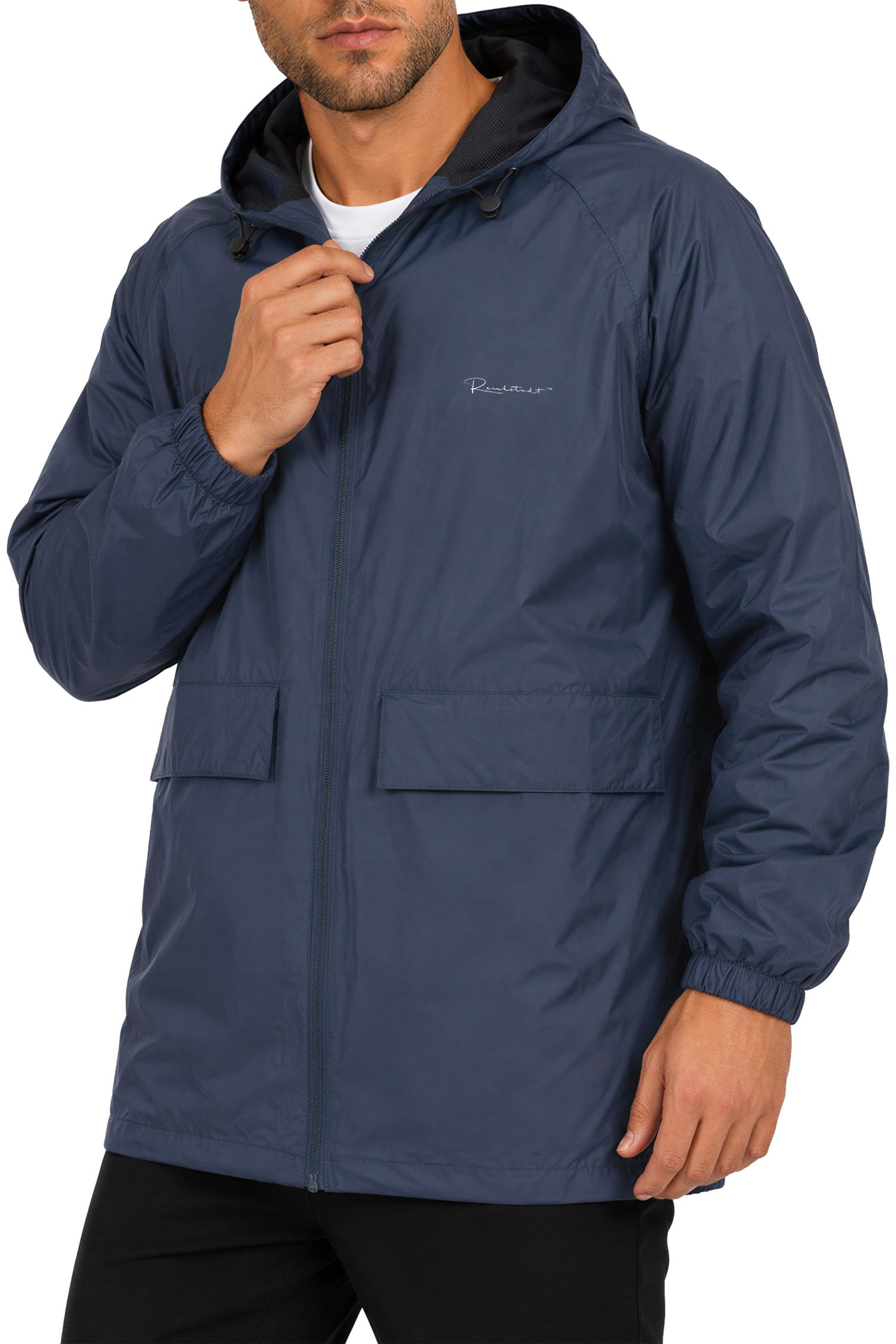 Reichstadt Chaqueta Impermeable Hombre Cortaviento Capucha Ligera Plegable | 100% impermeable, tejido transpirable, ligera, bolsa incluida, exterior, ciclismo, viajes, deporte, paseo y uso diario
