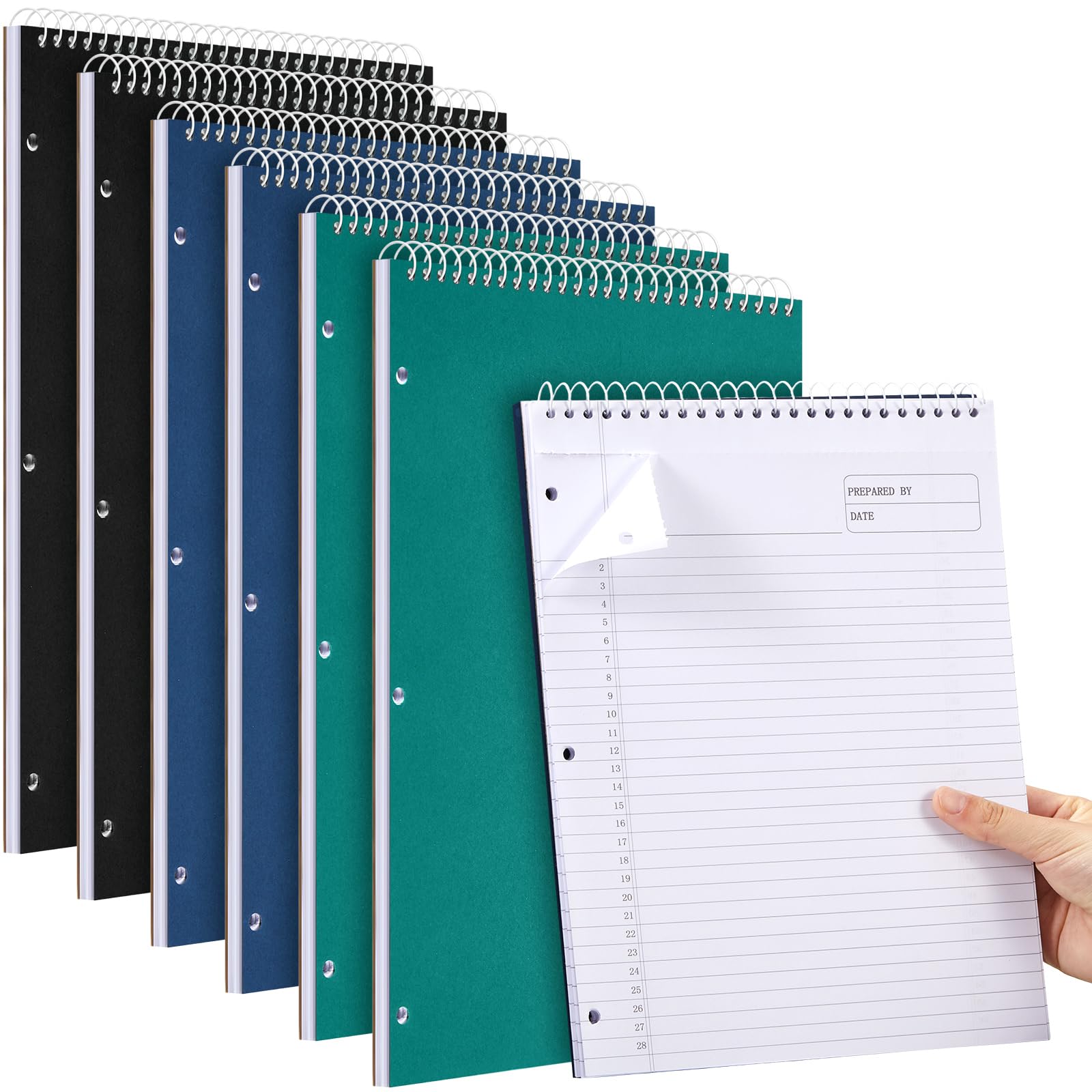 MotiMind 6 quaderni legali con rilegatura superiore a spirale, 21,5 x 29,9 cm, rilegatura a spirale, 100 pagine, carta a righe legali, per scuola, ufficio, casa, promemoria planner Steno, articoli di