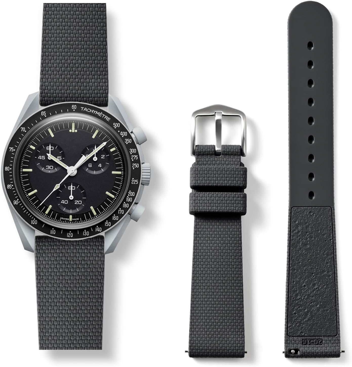 Strap for Moonswatch Watch,Universal 20mm Silicone Band Compatible Omega x Swatch Speedmaster,Lunar Soil Texture Replacement Strap for Swatch Omega 20mm Watch Men Women