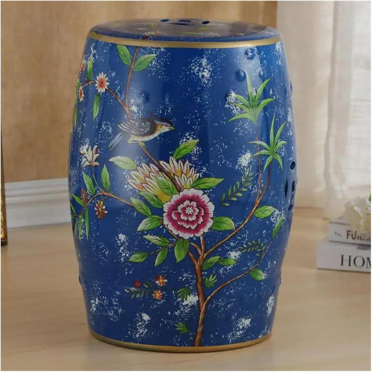 Decorative Garden Stools, Chinese Dressing Stool for Shoe Flower-bird Ceramic Drum Stool for Porcelain(2)