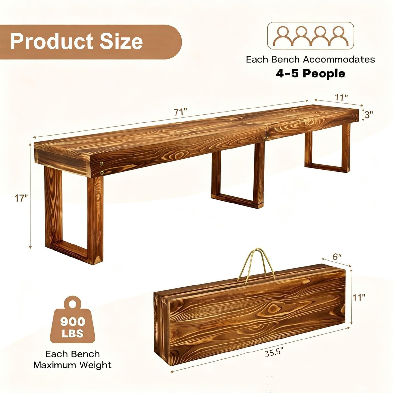 Bancos Plegables Portatiles Banco Madera Exterior 180 X 28 43 Cm