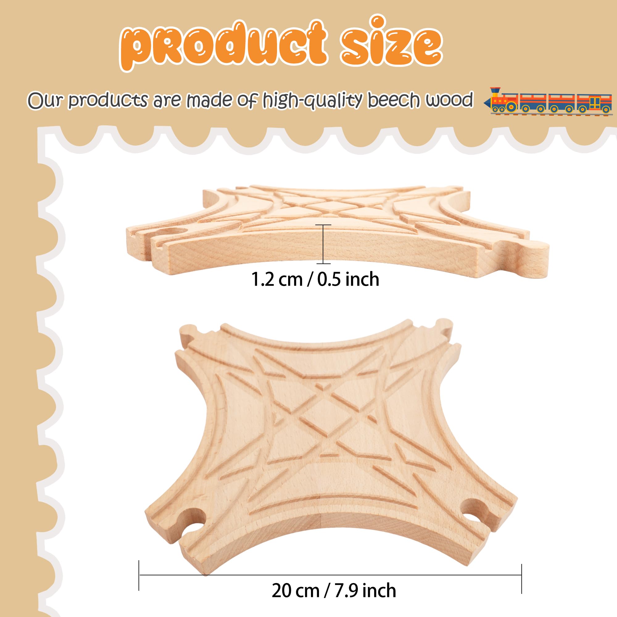 2 Pack Wood Train Track Expansion Accessories Wooden Train Track Multi Way Switch Track for Most Major Toy Trains Railway Table Games - Image 3