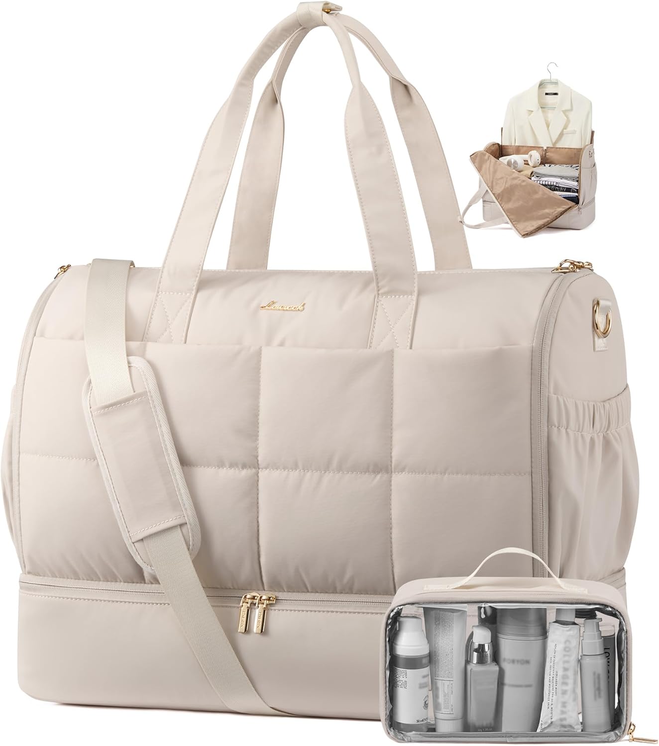 LOVEVOOK Garment Bags for Travel,Convertible Garment Bag for Women with Shoe Pouch,Carry on Duffel Bag with Toiletry Bag, 2 in 1 Hanging Suitcase Suit Bag,Waterproof Weekender Bags for Business Trip