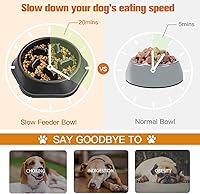 Vista 3 de UPSKY Slow Feeder Dog Puzzle Bowl, Interactive Bloat Stop Non-Slide Lick Treat Bowl for Small Medium Dogs (Black)