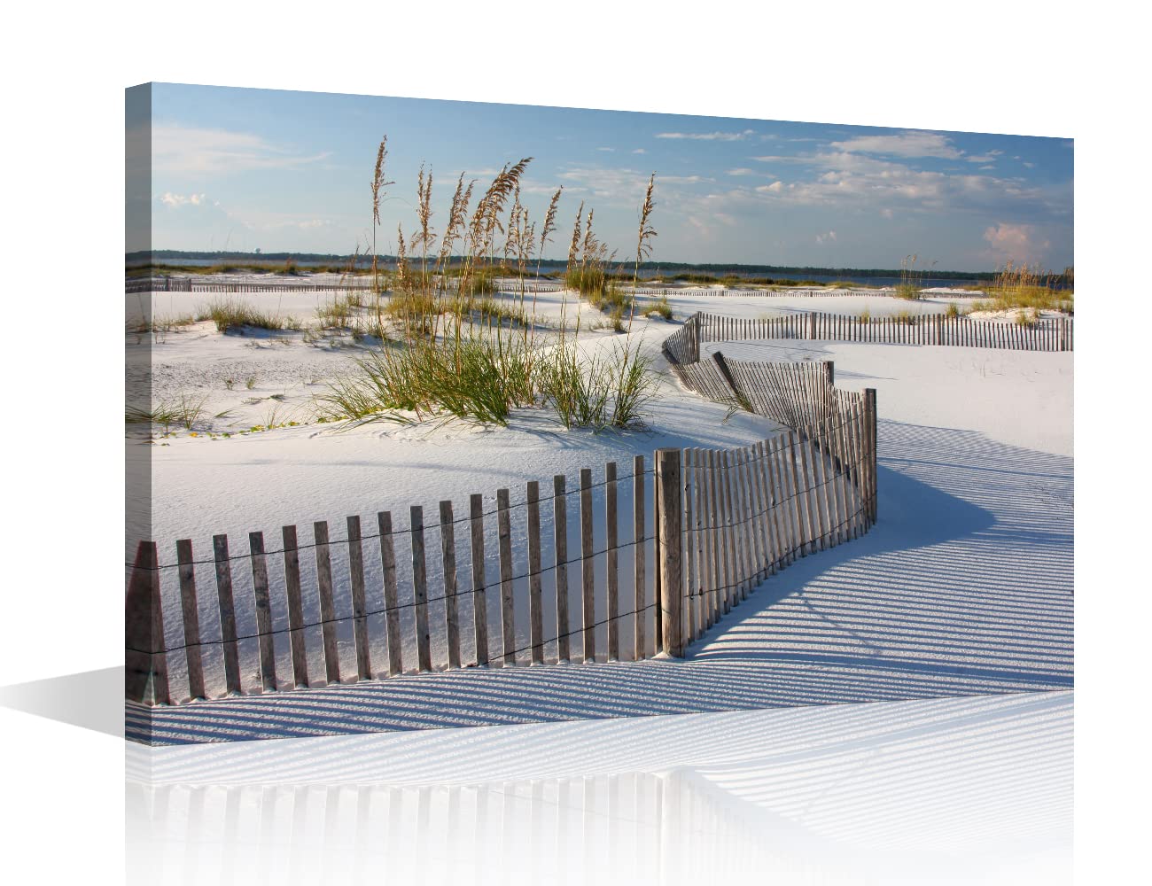 TISHIRON Wall Art Sandy Beach Sunrise Pictures Painting on Canvas Wall Art Modern Framed Seaside Canvas Prints Ready To Hang(24X16in) — view 51