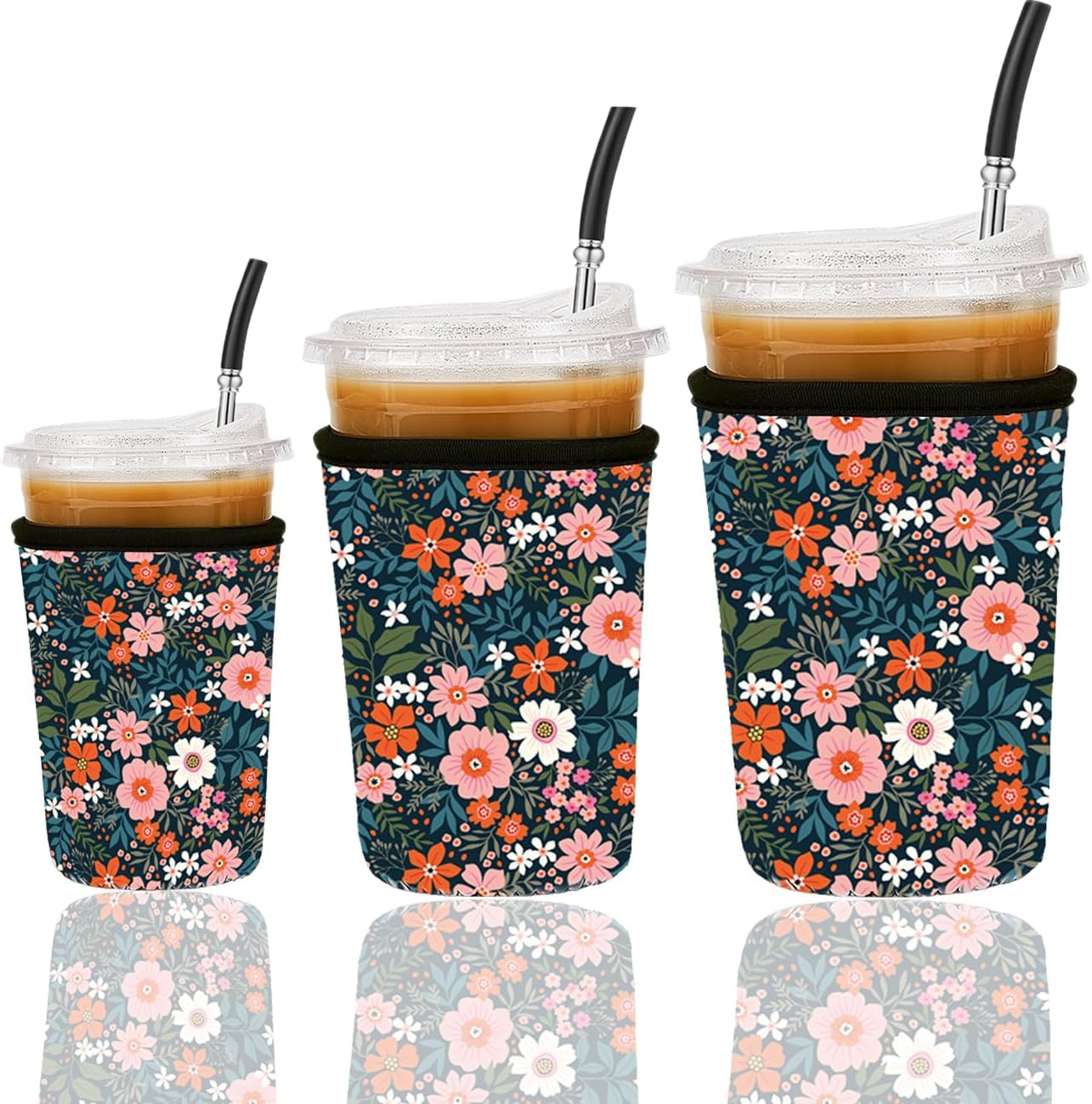 Amazon.com: Reusable 3-Pack Iced Coffee Cup Sleeve, Insulated Neoprene ...