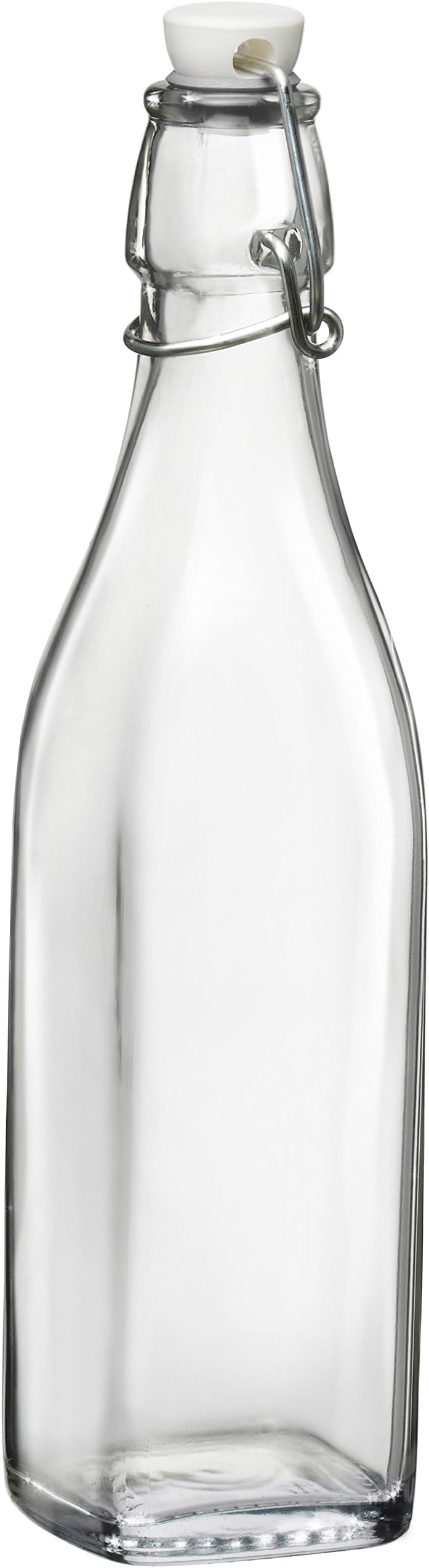 Circleware Oasis Hermetic Glass Bottle with Locking Swing Top Lid Fun Party Home Entertainment Glassware Drink Pitcher for Water, Milk, Juice, Beer, Ice Tea, Farmhouse Decor, 34oz, Clear (05320)