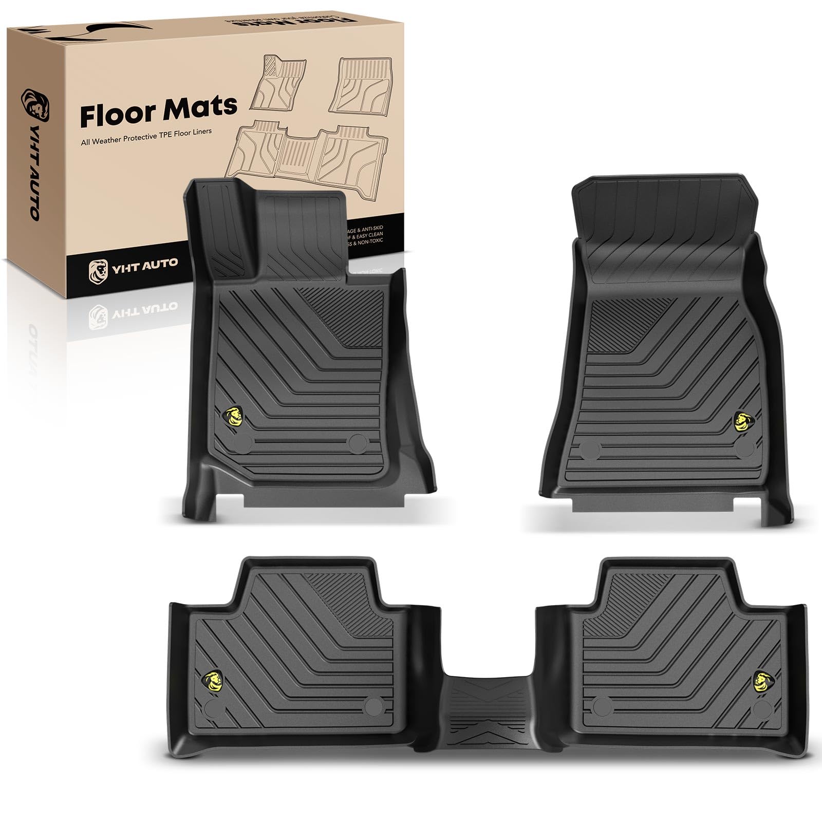 YHTAUTO Automotive Floor Mats Replacement for 2019-2023 BMW 3 Series All Weather Car Mats Custom Fit TPE Liners Front & Back Seat, Waterproof Anti-Slip Odorless Car Mat