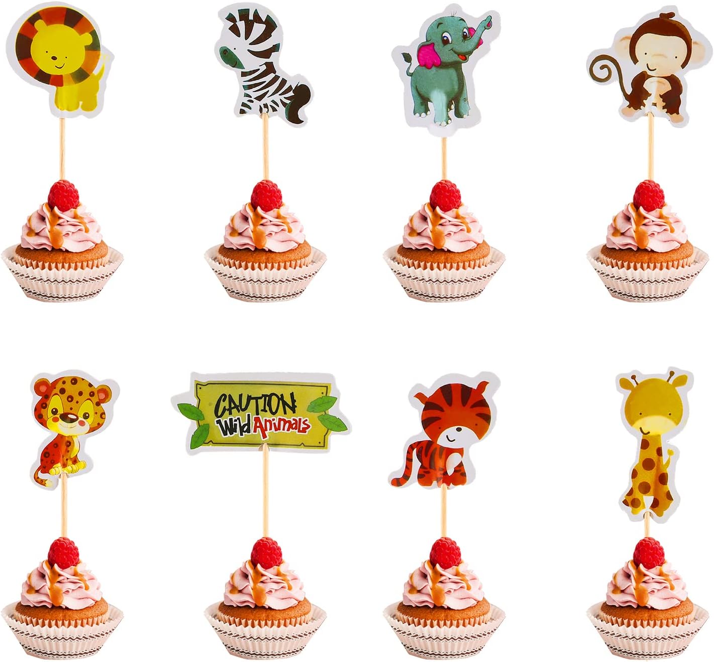 48pcs Animal Cupcake Toppers Jungle Safari Animal Cupcake Toppers Zoo