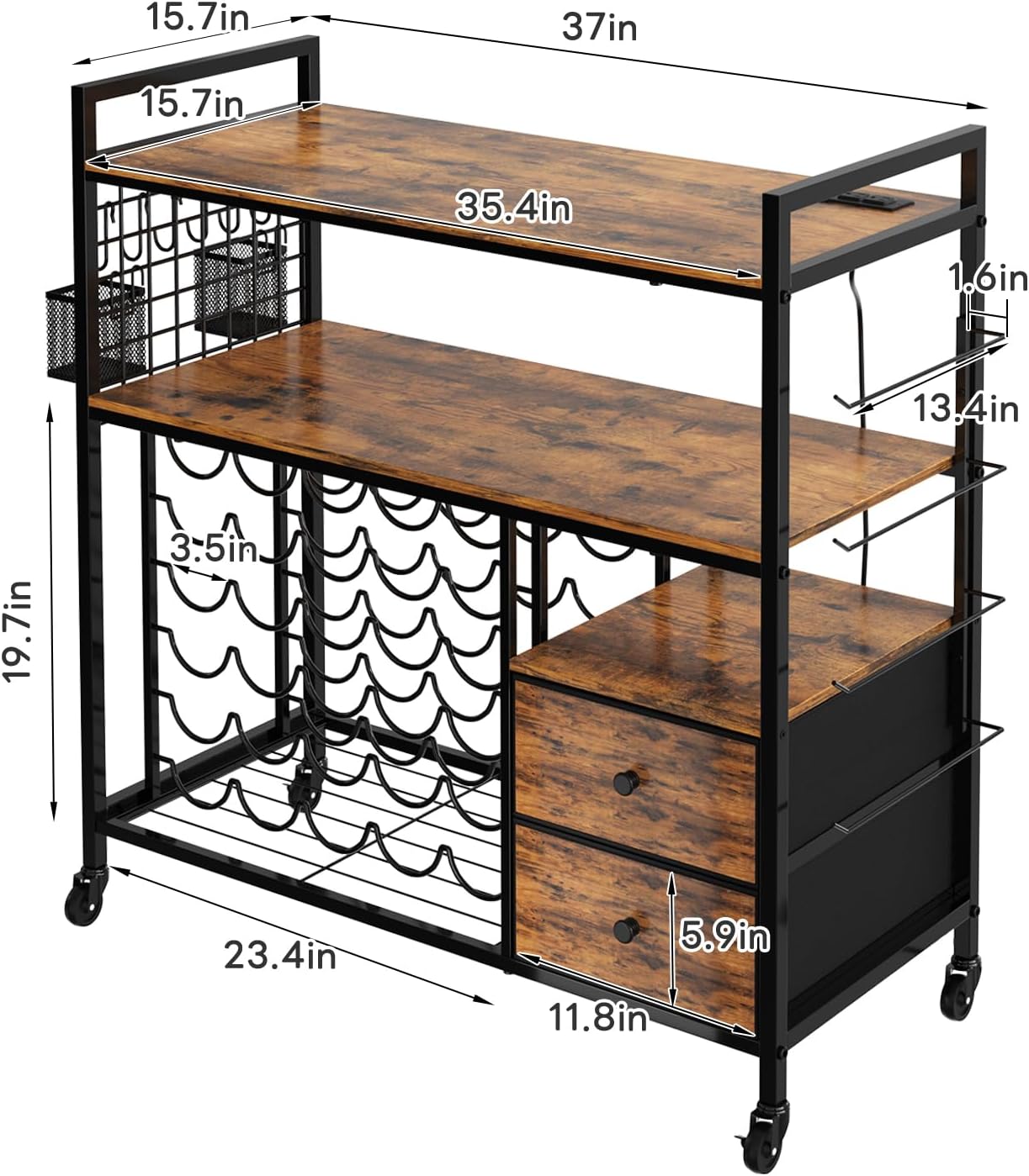HavenlyYouth Craft Cart Compatible with Cricut Machine, Large Cricut Table with 34 Vinyl Roll Holder, 2 Drawers and Charging Station, Craft Storage Cabinet Craft Workstation