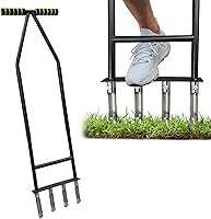 SmartTail Core Aerator Lawn Tool with 4 Hollow Tines - Manual Steel Grass Aerator for Healthy Soil, Easy Assembly, Back-Friendly Design - Black