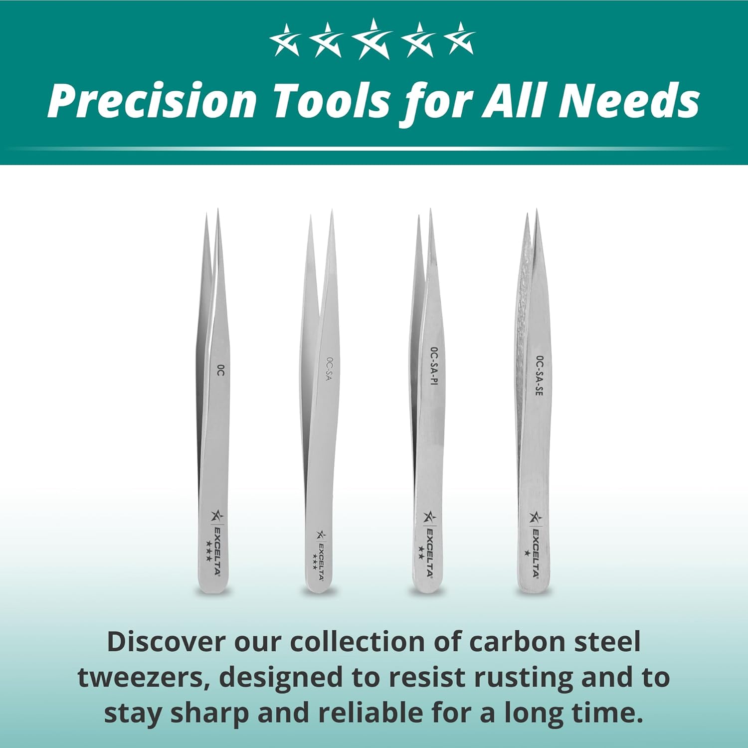 Excelta Precision Tweezers, Straight Minature Fine Point, Anti-Magnetic Stainless Steel, Ideal for General Purpose Assembly, 3.5" Length, Professional