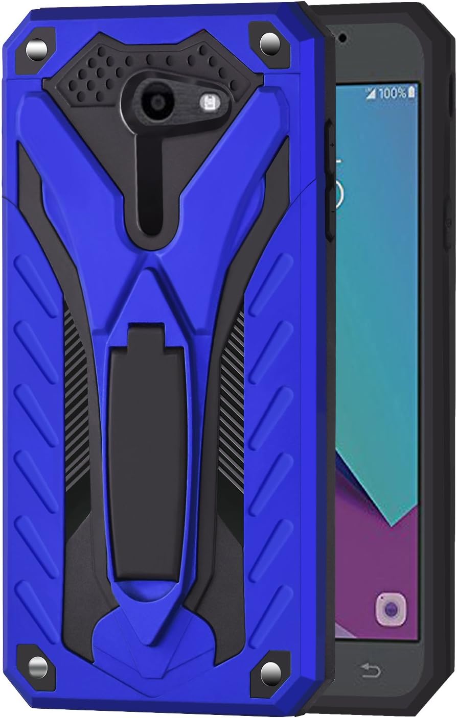 Ownest. Compatible Samsung Galaxy J3 Emerge/J3 Eclipse/J3 Mission/J3 Prime/Express Prime 2/Sol 2 Case, Dual Layer 2 in 1 with Protection and Kickstand Case for Galaxy J3 2017，Not fit J3 2018-Blue