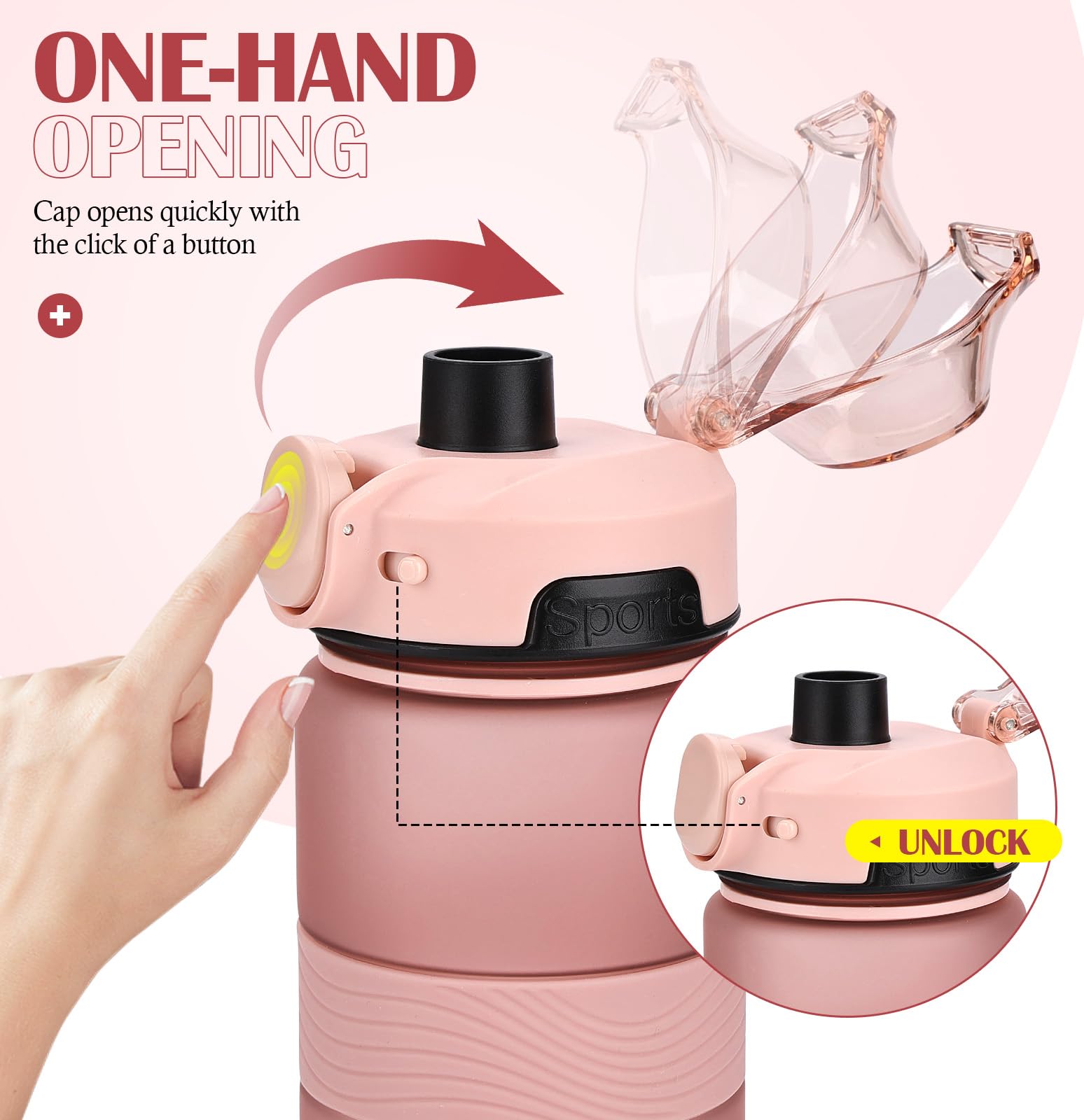 CodiCile Gourde 1 L Tritan Sans BPA – Anti-fuite Avec Filtre à Fruits, Marqueur D’Hydratation, Fitness Running École (Rose Or)
