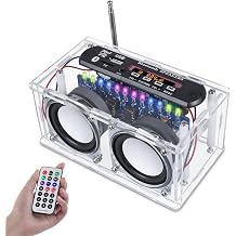 DIY Bluetooth-Compatible Speaker Soldering Kit, FM Radio Soldering Practice Kit with Recording Function & LED Spectrum,TF/AUX/Bluetooth/USB/Remote Control Soldering Project, Indoor/Outdoor Use