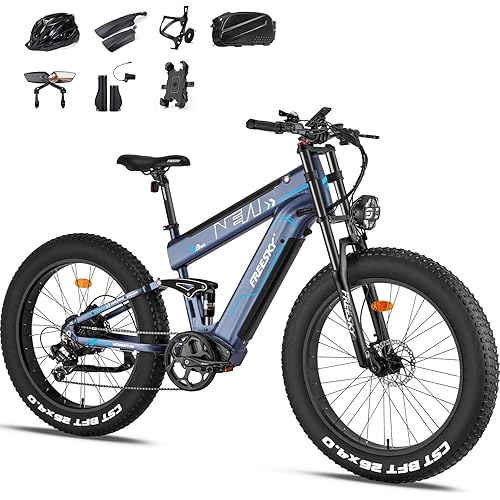 FREESKY 2024 Upgraded Dual Battery 48V 35AH 2000W Motor 80-155 Miles Long Range Electric Bike for Adults 38MPH+ 26" Fat Tire Full Suspension EBike with Dual Hydraulic Brakes