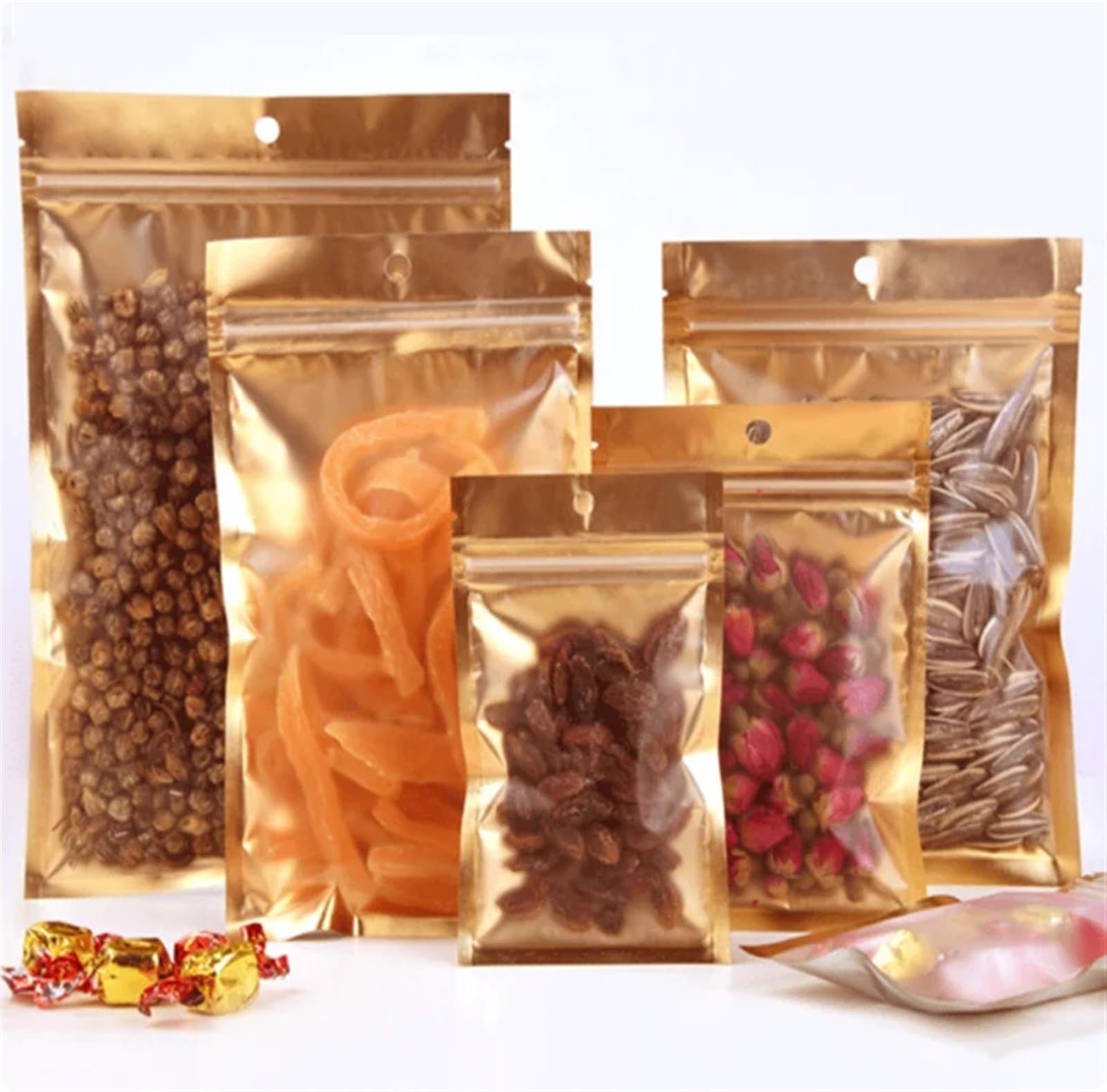 Mylar Zip Lock Bags, Ziplock Bags Flat Zip Lock Mylar Storage Multiple Sizes(8x12cm)
