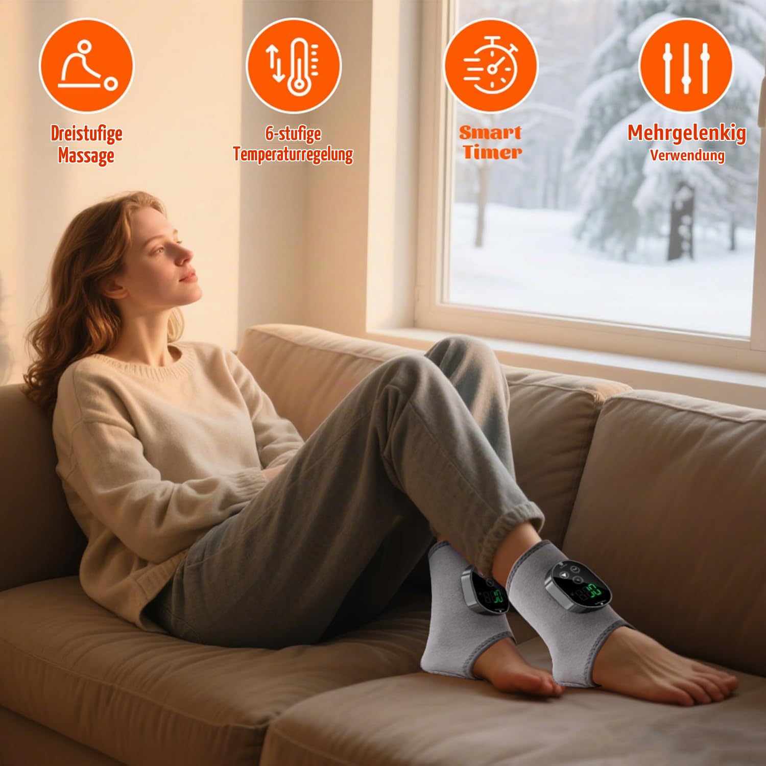 2 Stück Elektrischer Fußmassager, 3-in-1Cordless Fußmassager mit Timer | Vibrationsmodi & 6 Wärmestufen, Fußmassagegerät zur Durchblutung, Portable Cordless Ankle Massagers Schmerzen & Müde Beine