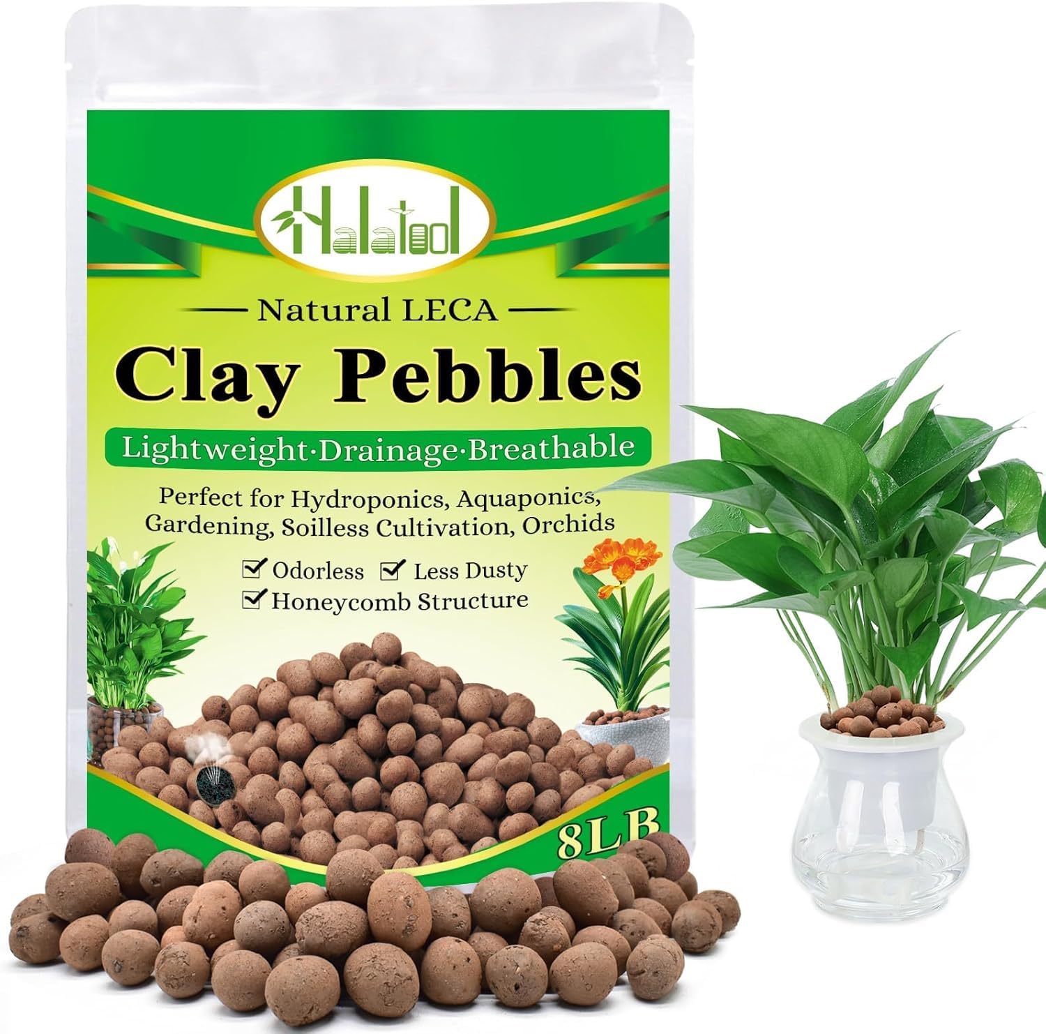 Halatool 6 LB Expanded Clay Pebbles for Plants 4mm-16mm Hydro Balls for Aquarium Indoor Potted Plants Premium Hydroponic Growing Media Clay Balls for Hydroponics Aquaponics