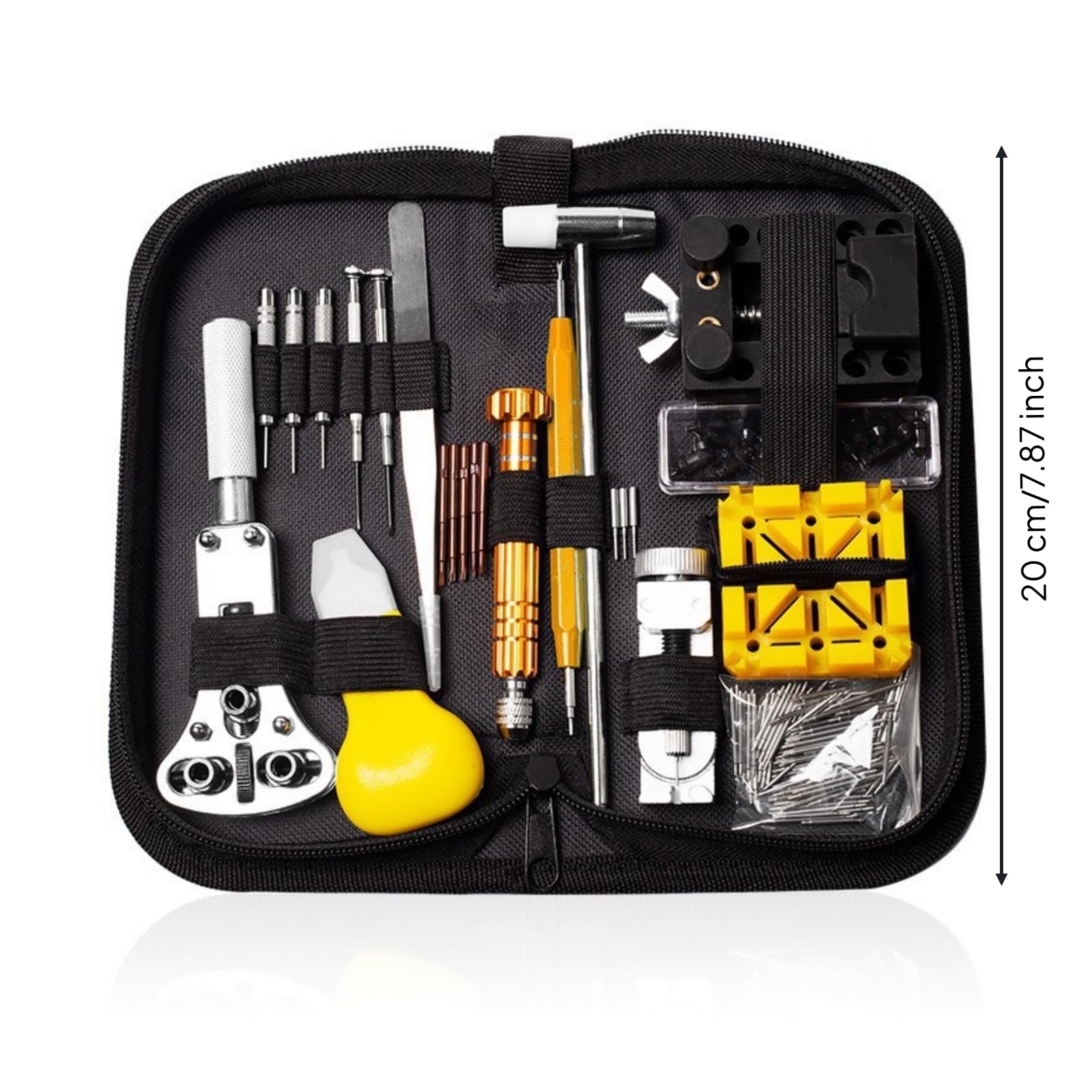 Gralara Effizient Uhrenreparaturset mit Tasche | für Batteriewechsel, praktische elastische Schlaufen, Uhrenwerkzeug-Set, Zuhause, Uhrenliebhaber, Heimwerker
