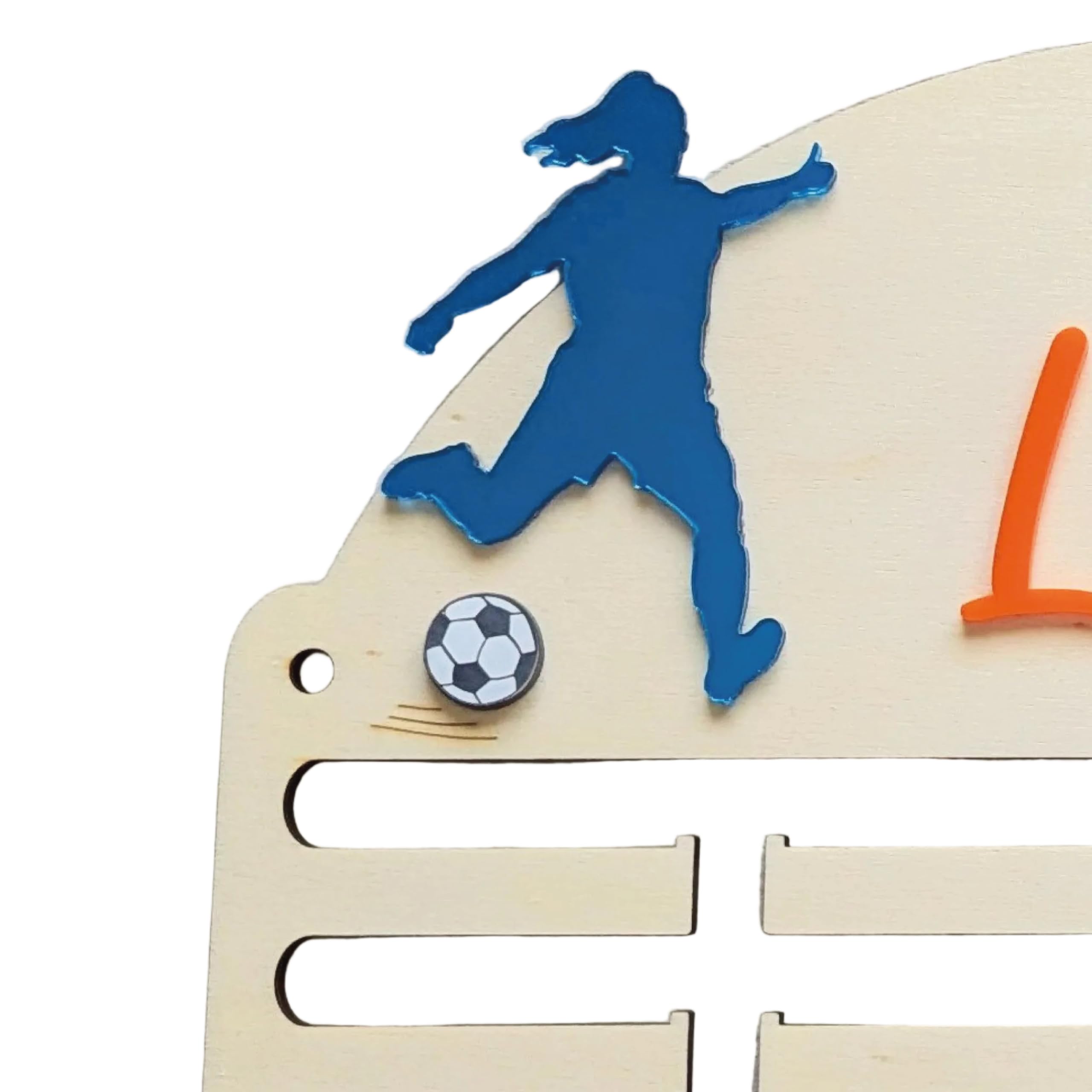 Genérico Ideas CAÓTICAS | Medallero de Fútbol Personalizado para Niños/as y Jugadores/as. Personalizado con Nombre y número en acrílico. Regalo para Deportistas. Fabricado en España.