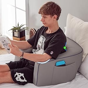 cooloo8 Reading Pillow for Gaming, Extra Large Laptop Pillow for Adult, Memory Foam Lap Desk Gaming Pillow for Reading, Working, Playing Steam Deck Switch or Sitting in Bed Floor Sofa(Grey)