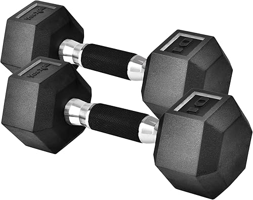 Miniatura 8 de Yes4All 10-150 LBS Set Rubber Encased Exercise & Fitness Hex Dumbbell, Hand Weight With Anti-Slip For Strength Training