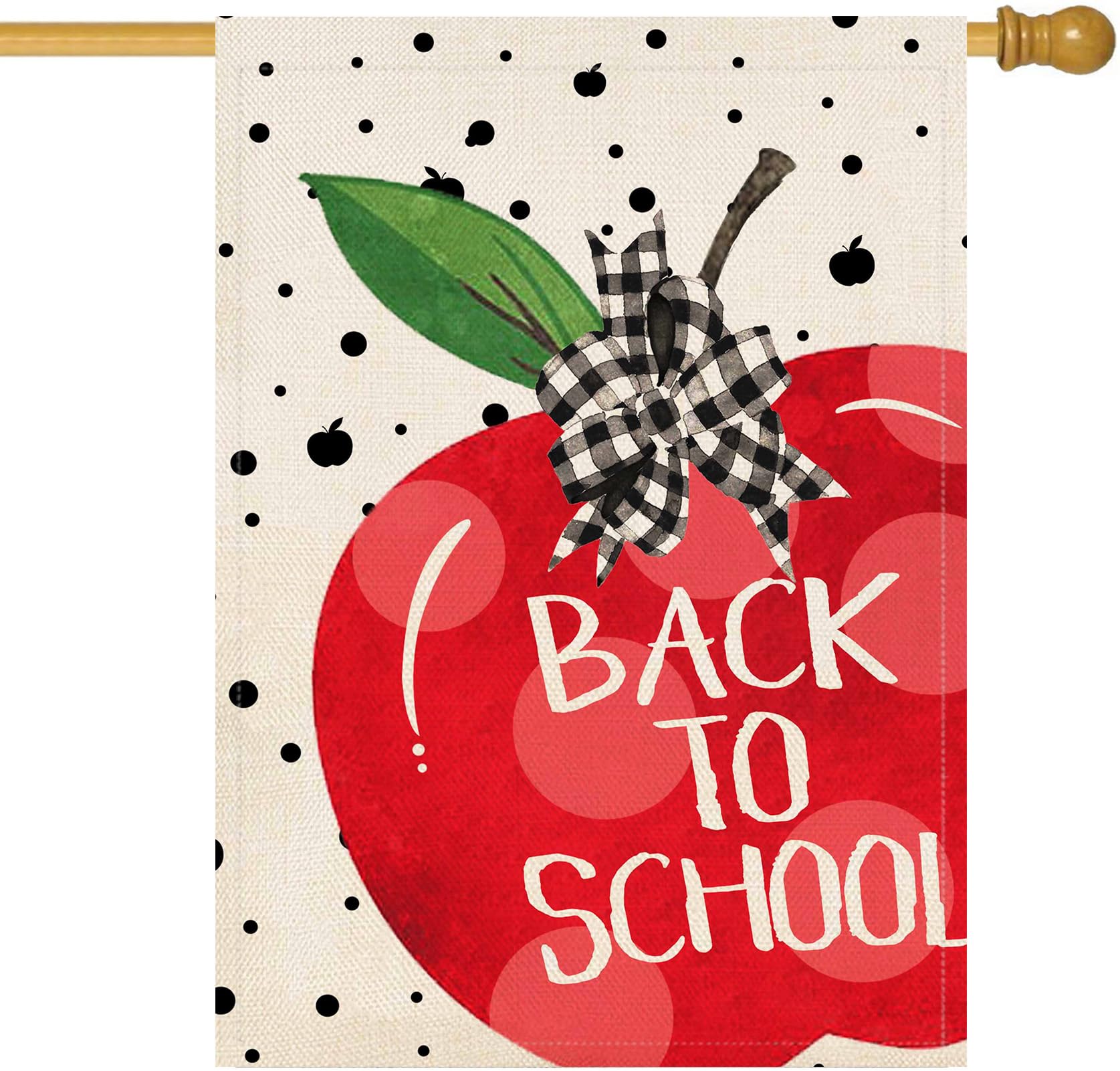 Drapeau double face à pois ORTIGIA Welcome Back to School rustique 71x101 cm