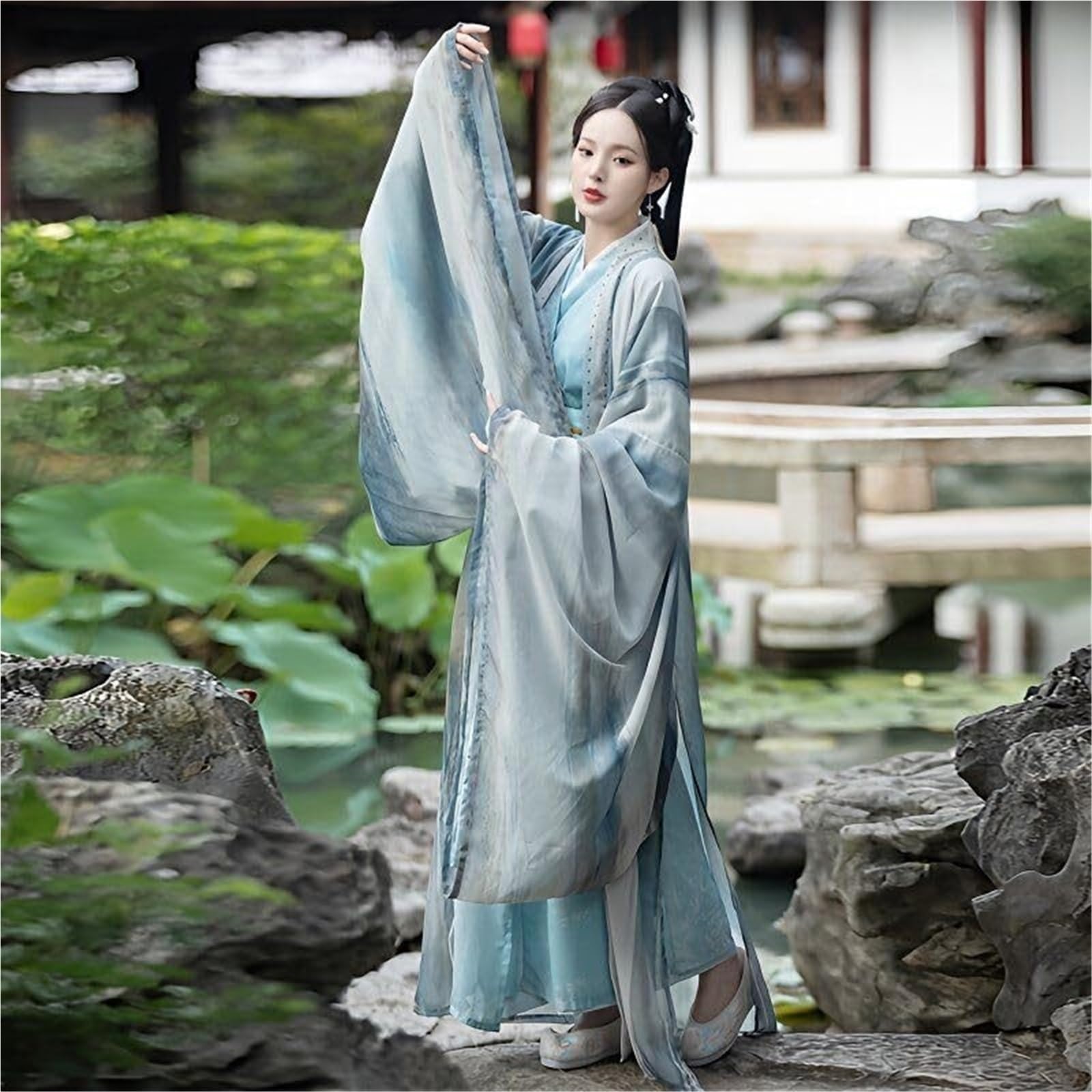 Chińska sukienka Hanfu dla kobiet, starożytny tradycyjny kostium cosplay, vintage, przyjęcie urodzinowe, jasnoniebieska sukienka Hanfu
