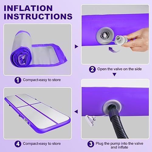 Miniatura 4 de Inflatable Gymnastics Mat 10ft13ft16ft20ft Air Tumbling Track Mats 48 inches Thick for Home UseTrainingCheerleadingYogaWater with Pump