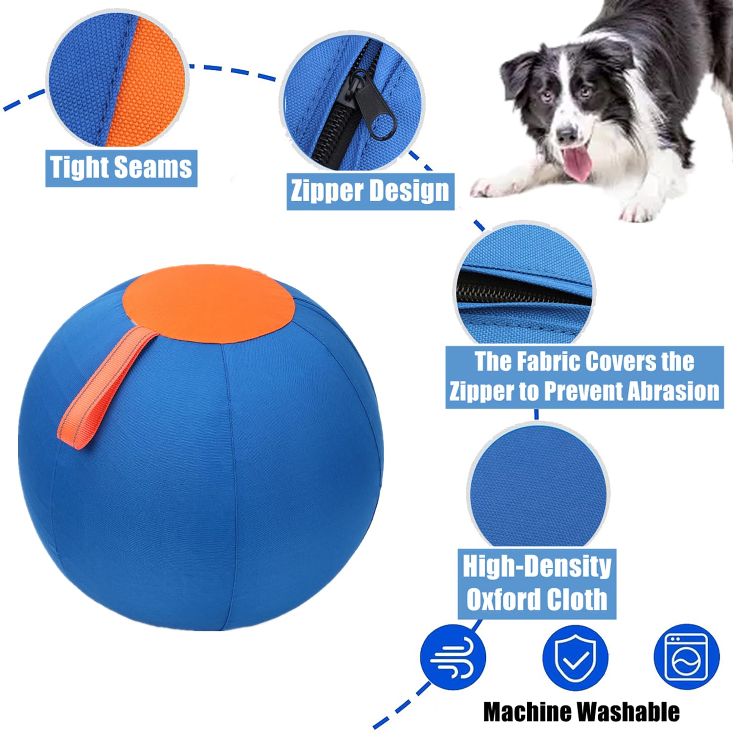 Pet Balle de Jeu pour Chien Balle Géante pour Chien Grand Ballon Gonflable Jouet pour Animal Domestique Grand Ball de Cheval Ballon Troupeau Ball d'entraînement pour Chevaux Chèvres Agneau (Ø 45cm)