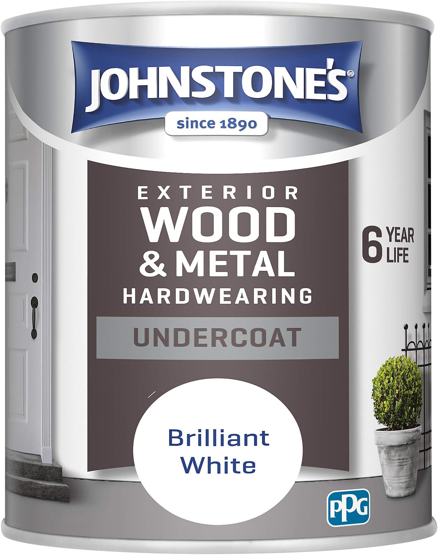 Johnstone's 309157 Exterior Undercoat Paint, Brilliant White, 750 ml