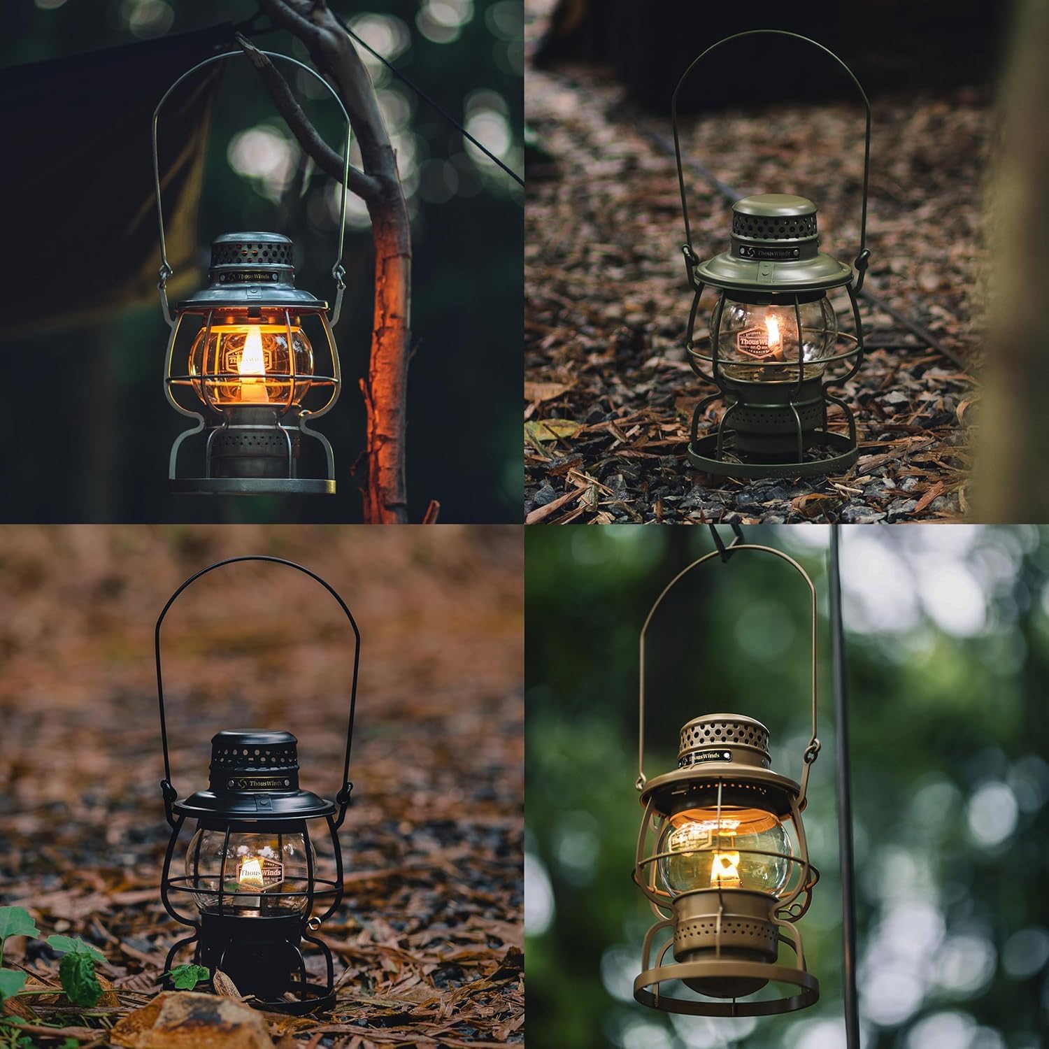 Thous Winds Petroleum Sturmlampe, Camping Laterne Petroleum, "Eisenbahn" Kerosin Laterne mit Tragegriff, Winddicht für Outdoor, Camping, Wandern, Terrasse, Picknick - Khaki