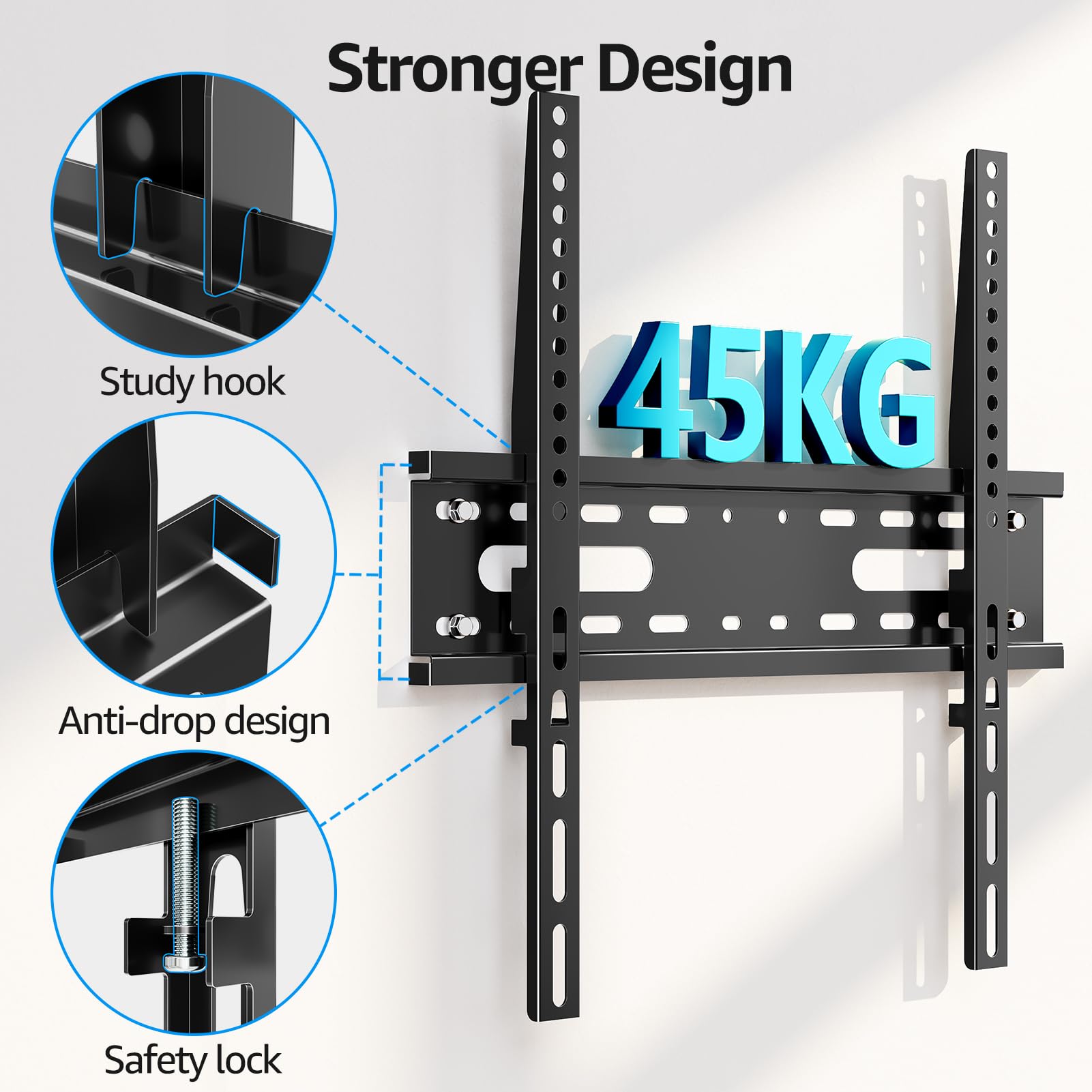 MOUNTUP Ultra Slim TV Wall Bracket for 26-60 inch Flat&Curved TV, Low Profile Wall Mount 23mm from Wall up to 45 KG, with Max VESA 400X400mm, EU0082-F — view 4