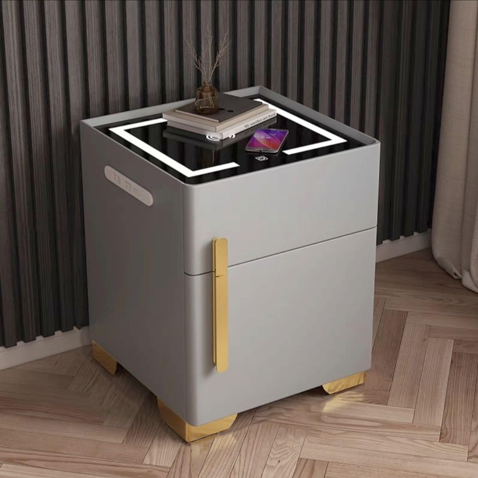 Table de nuit multifonction avec port USB pour recharger son téléphone au salon